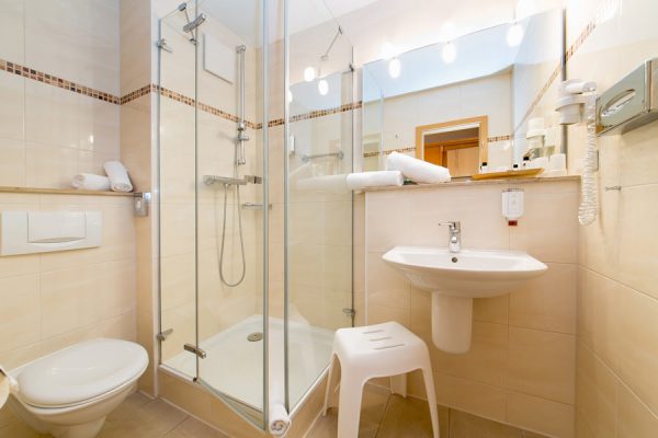 Zimmer im Ostseebad Binz auf Rügen – Bad mit Dusche im Centralhotel